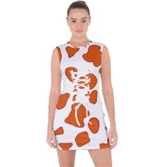 Orange Cow Dots Lace Up Front Bodycon Dress by ConteMonfrey