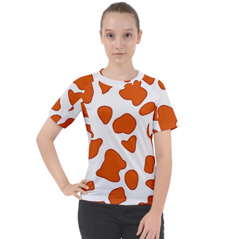 Orange Cow Dots Women s Sport Raglan Tee by ConteMonfrey