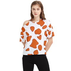 Orange Cow Dots One Shoulder Cut Out Tee by ConteMonfrey