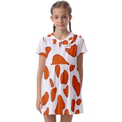 Orange Cow Dots Kids  Asymmetric Collar Dress by ConteMonfrey