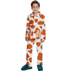 Orange Cow Dots Kids  Long Sleeve Velvet Pajamas Set by ConteMonfrey