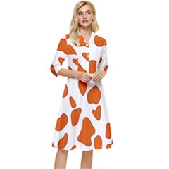 Orange Cow Dots Classy Knee Length Dress by ConteMonfrey