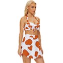 Orange Cow Dots Vintage Style Bikini Top and Skirt Set  View3