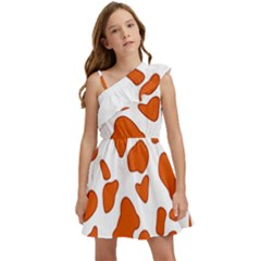 Orange Cow Dots Kids  One Shoulder Party Dress by ConteMonfrey