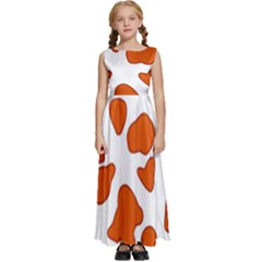 Orange Cow Dots Kids  Satin Sleeveless Maxi Dress by ConteMonfrey