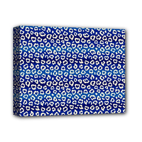 Animal Print - Blue - Leopard Jaguar Dots Small  Deluxe Canvas 14  X 11  (stretched) by ConteMonfrey