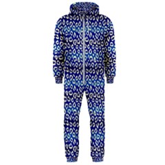 Animal Print - Blue - Leopard Jaguar Dots Small  Hooded Jumpsuit (men)