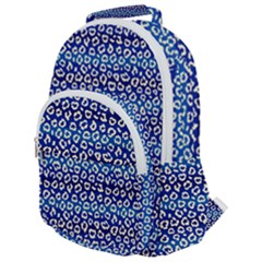 Animal Print - Blue - Leopard Jaguar Dots Small  Rounded Multi Pocket Backpack by ConteMonfrey