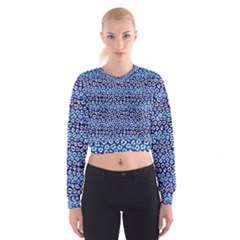 Animal Print - Blue - Leopard Jaguar Dots Small  Cropped Sweatshirt