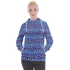 Animal Print - Blue - Leopard Jaguar Dots Small  Women s Hooded Pullover by ConteMonfrey