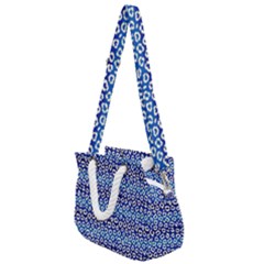 Animal Print - Blue - Leopard Jaguar Dots Small  Rope Handles Shoulder Strap Bag by ConteMonfrey