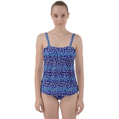 Animal Print - Blue - Leopard Jaguar Dots Small  Twist Front Tankini Set by ConteMonfrey