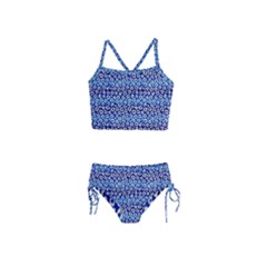 Animal Print - Blue - Leopard Jaguar Dots Small  Girls  Tankini Swimsuit by ConteMonfrey