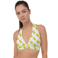 Yellow Butterflies On Their Own Way Halter Plunge Bikini Top by ConteMonfrey