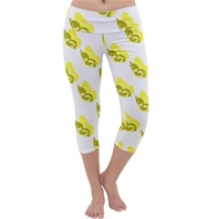 Yellow Butterflies On Their Own Way Capri Yoga Leggings by ConteMonfrey