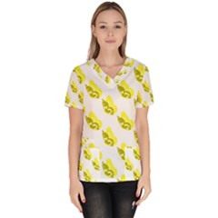 Yellow Butterflies On Their Own Way Women s V-neck Scrub Top by ConteMonfrey