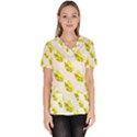 Yellow Butterflies On Their Own Way Women s V-Neck Scrub Top View1