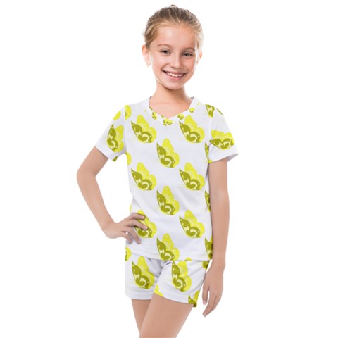 Yellow Butterflies On Their Own Way Kids  Mesh Tee And Shorts Set by ConteMonfrey