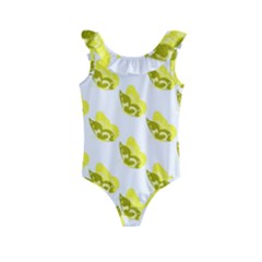 Yellow Butterflies On Their Own Way Kids  Frill Swimsuit by ConteMonfrey