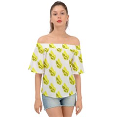 Yellow Butterflies On Their Own Way Off Shoulder Short Sleeve Top by ConteMonfrey