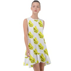 Yellow Butterflies On Their Own Way Frill Swing Dress by ConteMonfrey