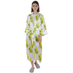 Yellow Butterflies On Their Own Way Maxi Satin Kimono by ConteMonfrey