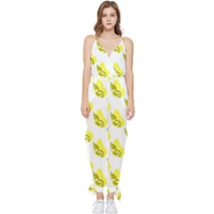 Yellow Butterflies On Their Own Way Sleeveless Tie Ankle Chiffon Jumpsuit by ConteMonfrey