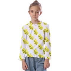 Yellow Butterflies On Their Own Way Kids  Frill Detail Tee