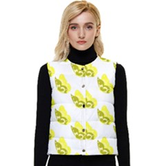 Yellow Butterflies On Their Own Way Women s Short Button Up Puffer Vest by ConteMonfrey