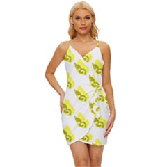 Yellow Butterflies On Their Own Way Wrap Tie Front Dress