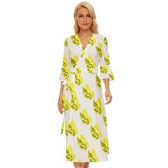 Yellow Butterflies On Their Own Way Midsummer Wrap Dress by ConteMonfrey