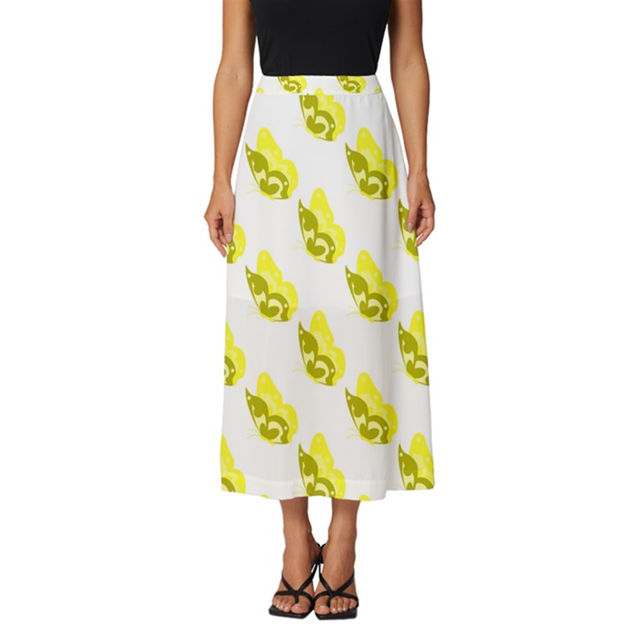 Yellow Butterflies On Their Own Way Classic Midi Chiffon Skirt