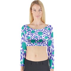 Green Flowers On The Wall Long Sleeve Crop Top by ConteMonfrey