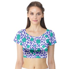 Green Flowers On The Wall Short Sleeve Crop Top by ConteMonfrey