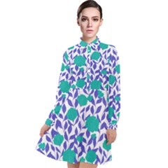 Green Flowers On The Wall Long Sleeve Chiffon Shirt Dress by ConteMonfrey