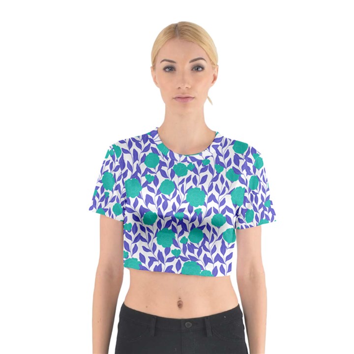 Green Flowers On The Wall Cotton Crop Top