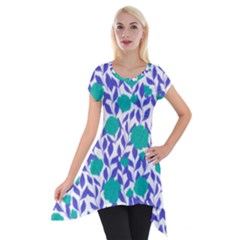 Green Flowers On The Wall Short Sleeve Side Drop Tunic by ConteMonfrey