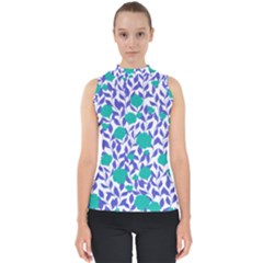 Green Flowers On The Wall Mock Neck Shell Top by ConteMonfrey