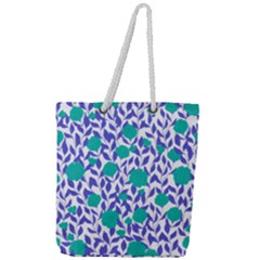 Green Flowers On The Wall Full Print Rope Handle Tote (large) by ConteMonfrey