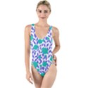 Green Flowers On The Wall High Leg Strappy Swimsuit View1