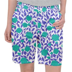 Green Flowers On The Wall Women s Pocket Shorts by ConteMonfrey