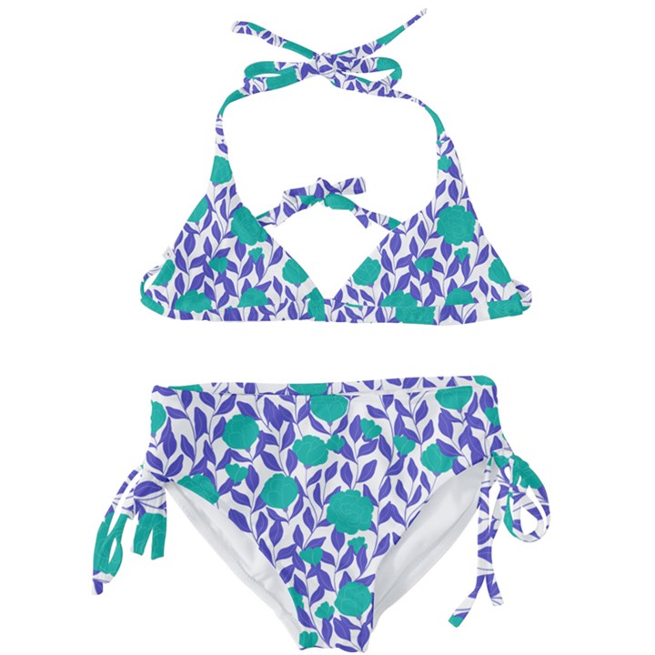 Green Flowers On The Wall Kids  Classic Bikini Set