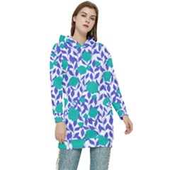 Green Flowers On The Wall Women s Long Oversized Pullover Hoodie by ConteMonfrey