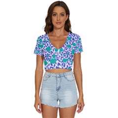 Green Flowers On The Wall V-neck Crop Top by ConteMonfrey