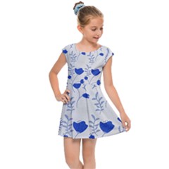 Blue Classy Tulips Kids  Cap Sleeve Dress by ConteMonfrey