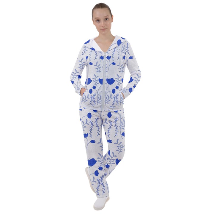 Blue Classy Tulips Women s Tracksuit