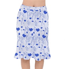 Blue Classy Tulips Short Mermaid Skirt by ConteMonfrey