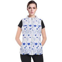 Blue Classy Tulips Women s Puffer Vest