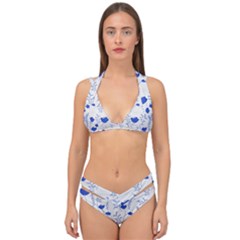 Blue Classy Tulips Double Strap Halter Bikini Set by ConteMonfrey