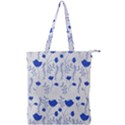 Blue Classy Tulips Double Zip Up Tote Bag View1